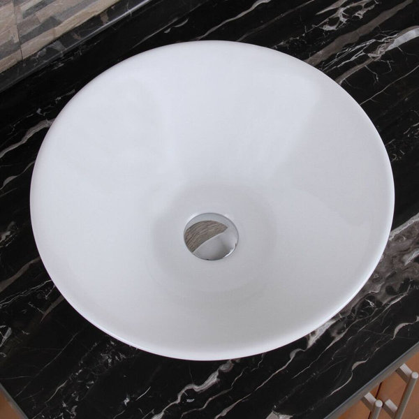 Ideaz International 16.7'' White Ceramic Oval Vessel Bathroom Sink